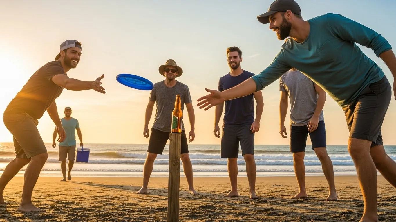 frisbee beer bottle game