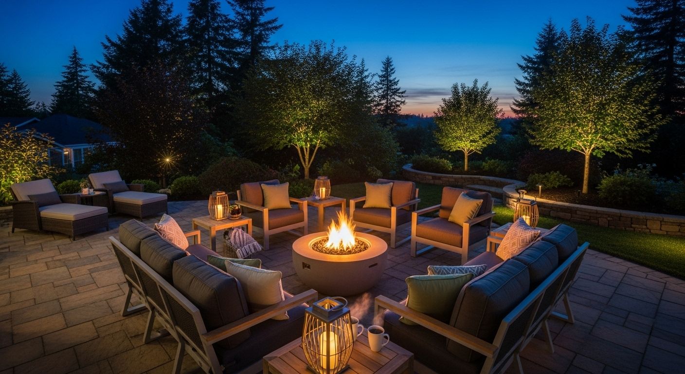 outdoor furniture with firepit