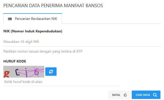 cek desil 1 sampai 10 pakai nik ktp