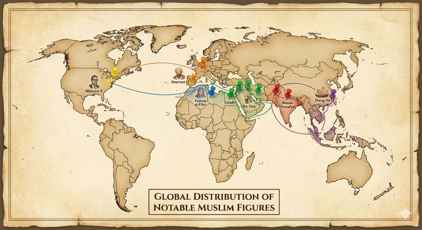 peta dunia persebaran tokoh Muslim