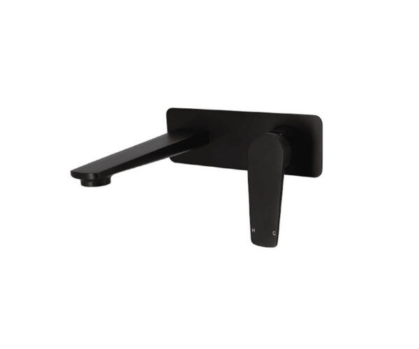 EC107BK Matt Black Round Wall Basin/ Bath Mixer Spout Set