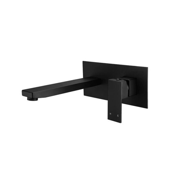 ASL43M Matt Black Square Bath/ Basin Set