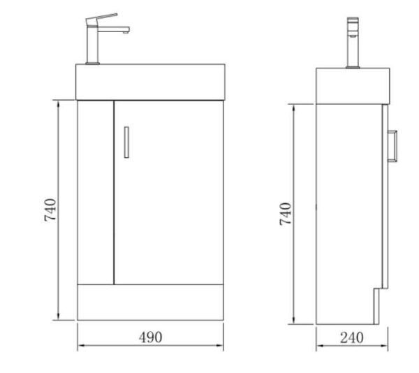 EC VT50 Compact Freestanding Vanity - 505x245mm