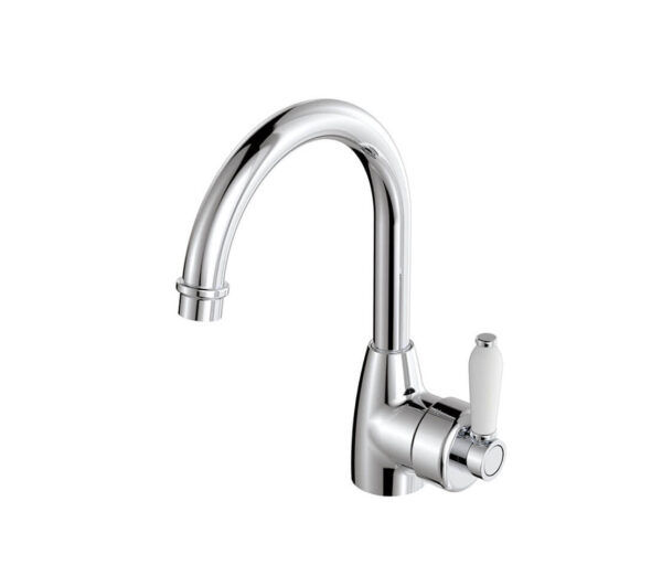 FNZ202104 Chrome/ Ceramic Round Gooseneck Basin Mixer