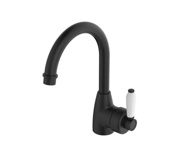 FNZ2104BK Black/ Ceramic Round Gooseneck Basin Mixer