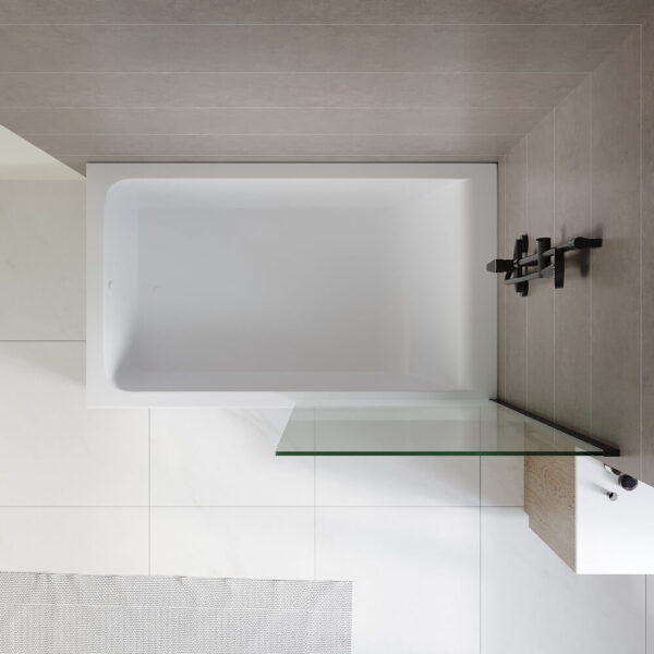 SS11 - Fixed Over Bath Black Shower Screen - 800mm