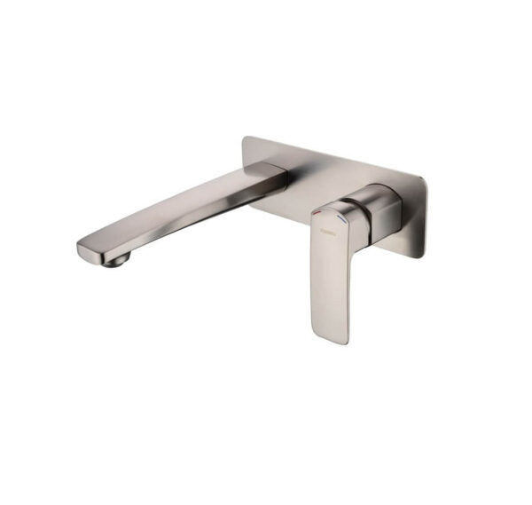 EC3507BN Brushed Nickel Square Wall Basin/ Bath Mixer Spout Set