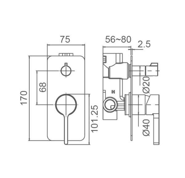 EC6509BN Brushed Nickel Shower Mixer with Divertor