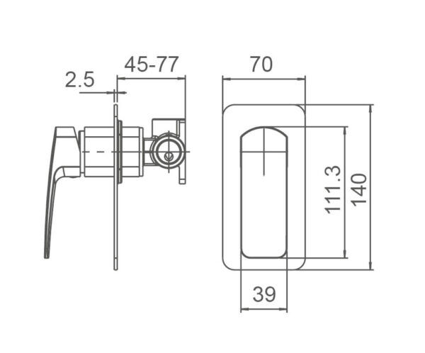 EC3508 Chrome Square Shower Mixer