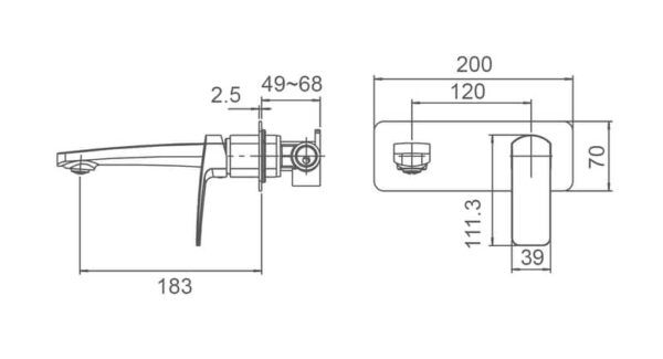 EC3507 Chrome Square Basin Mixer With Spout