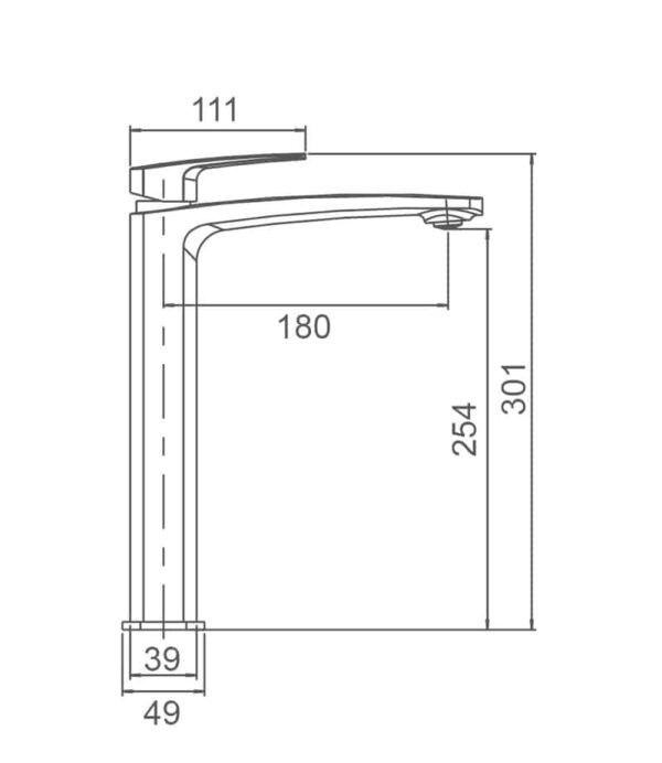 EC502 Chrome Square Tall Basin Mixer