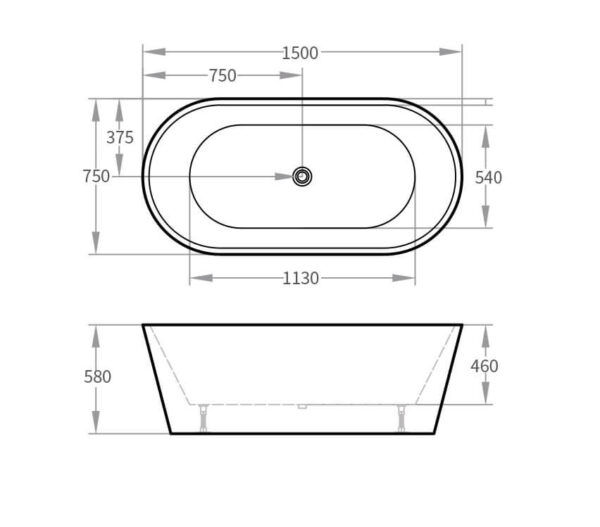 BNK - Matt White Freestanding Bath 1500/1700mm