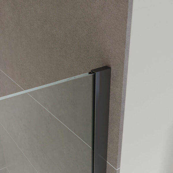SS11 - Fixed Over Bath Black Shower Screen - 800mm