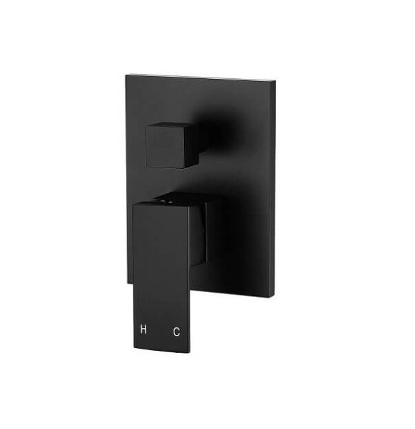 ASL43DB Matt Black Square Shower Mixer with Diverter