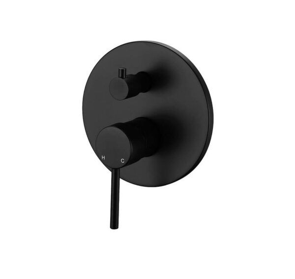 ASL70D Matt Black Round Shower Mixer with Diverter