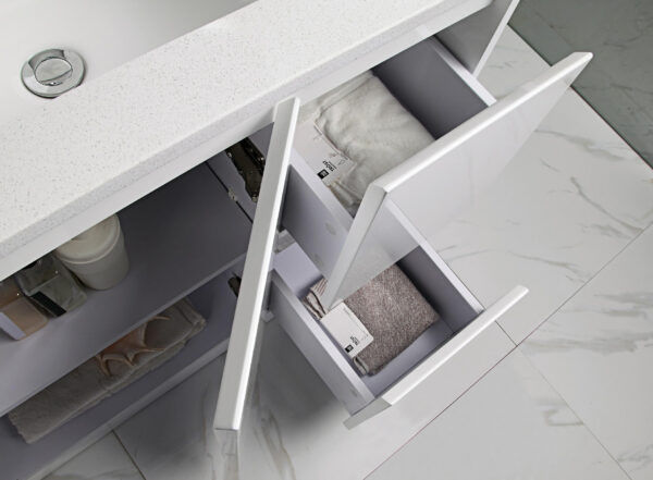 AU03-1500 Gloss White Bathroom Double Freestanding Vanity - 1500x460mm