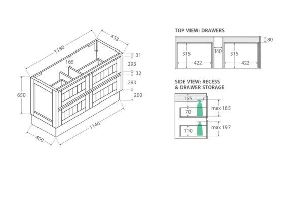 FZ-HAMPTON Freestanding Vanity - 1200x460mm
