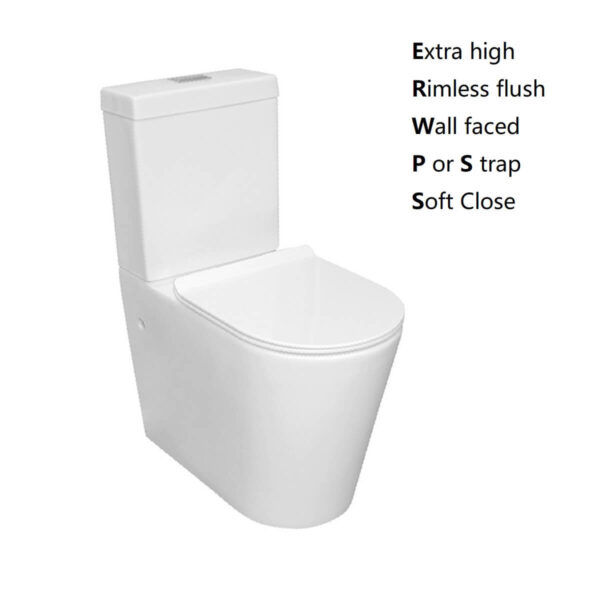 MINORCA Rimless Flush Extra High Toilet Suite