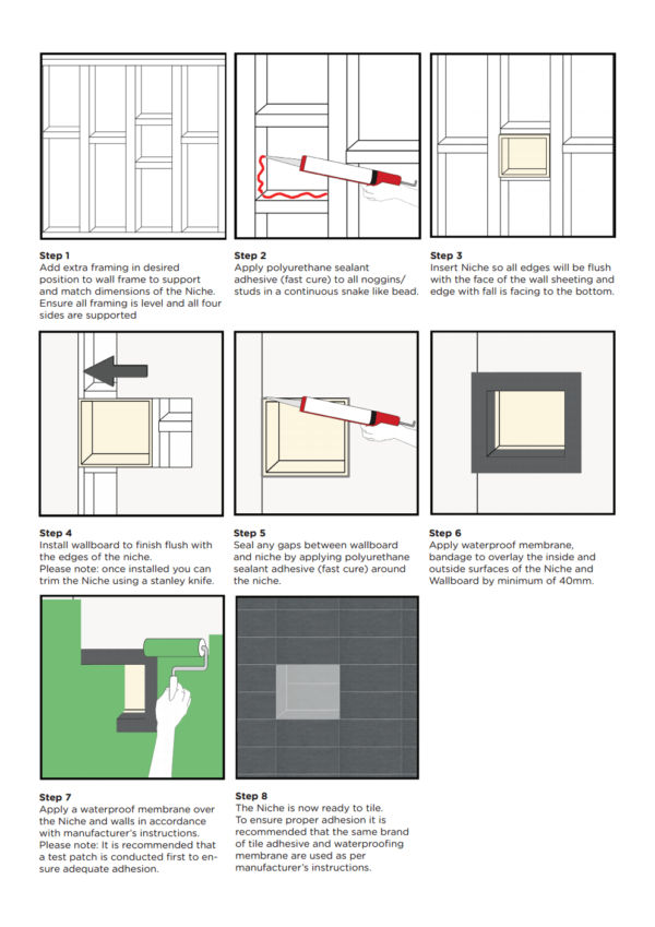 Universal Polyurethane Shower Wall Niche
