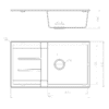 S8650D-B_Schematic.png BV-8650 Black Single Bowl Kitchen Sink With Drainer 860x500mm
