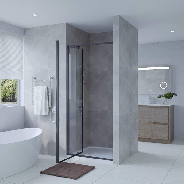 SS01 - Black Wall to Wall Front Only Adjustable Shower Screen (740-820)mm