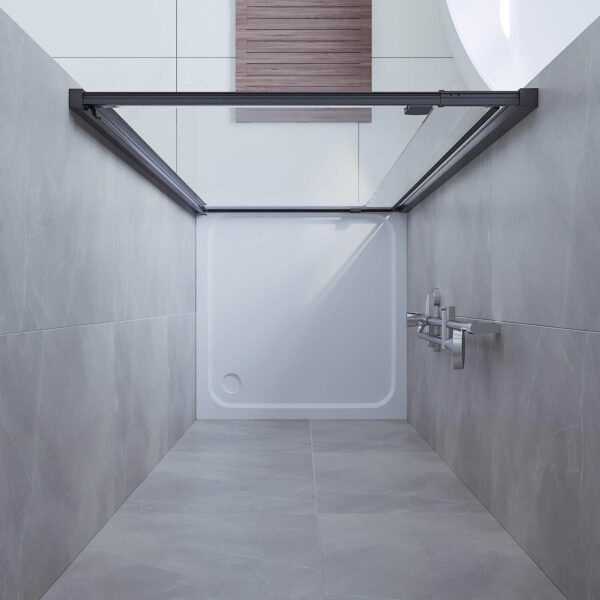 SS01 - Black Wall to Wall Front Only Adjustable Shower Screen (740-820)mm