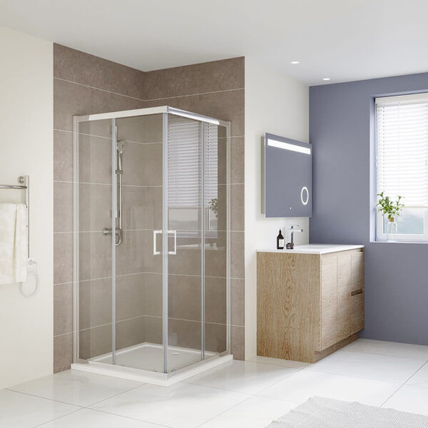 SS03 Square Corner Sliding Shower Screen - Chrome