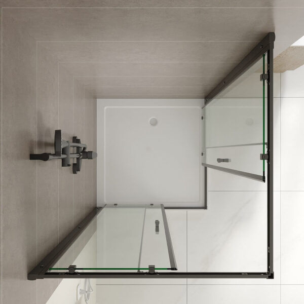 SS03-900 Black Square Corner Sliding Shower Screen - 900x900mm