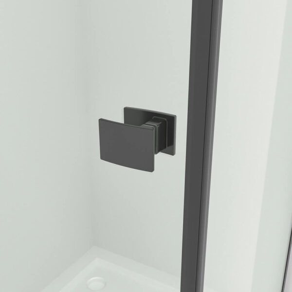 SS17 - Black Semi Frameless Front & Return Shower Screen - 1150x850mm (Suit On 1200x900 Base)