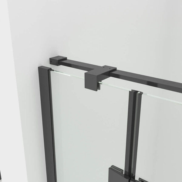 SS17 - Black Semi Frameless Front & Return Shower Screen - 1150x850mm (Suit On 1200x900 Base)