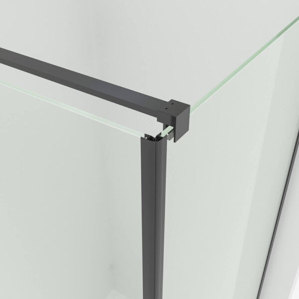 SS17 - Black Semi Frameless Front & Return Shower Screen - 1150x850mm (Suit On 1200x900 Base)