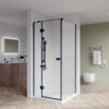SS17-BLK-main.jpg SS17 - Black Semi Frameless Front & Return Shower Screen - 1150x850mm (Suit On 1200x900 Base)