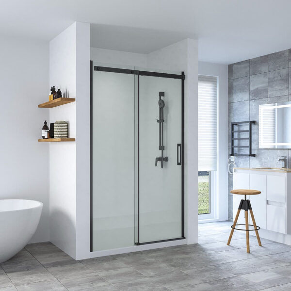 SS20 - Black Wall to Wall Front Only Sliding Shower Screen - Multiple Sizes (1130-1750mm)