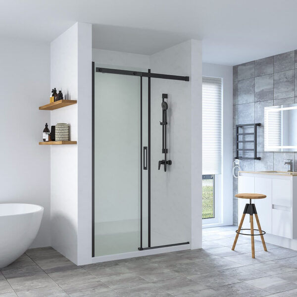 SS20 - Black Wall to Wall Front Only Sliding Shower Screen - Multiple Sizes (1130-1750mm)