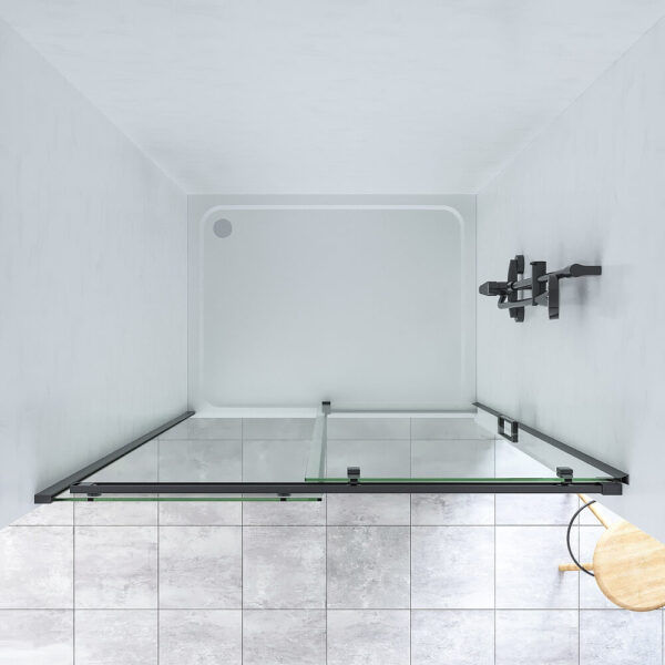 SS20 - Black Wall to Wall Front Only Sliding Shower Screen - Multiple Sizes (1130-1750mm)