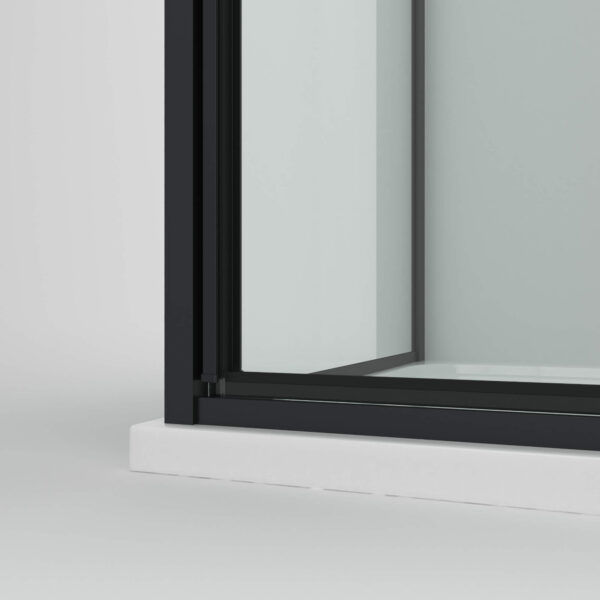 SS01 - Black Front & Return Adjustable Shower Screen - 850x850mm (Suit On 900x900 Base)