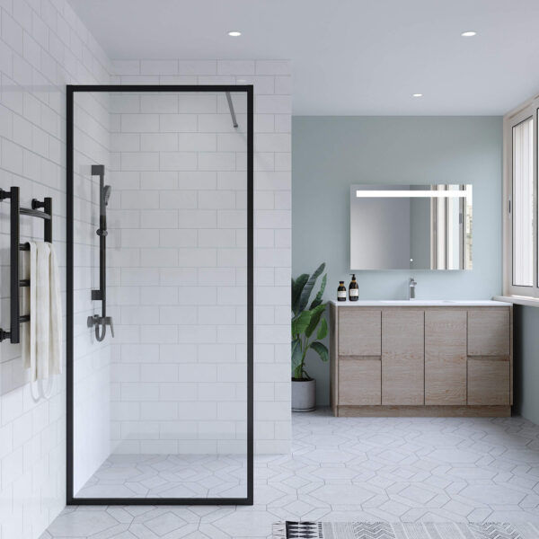 SS27 - Black Walk In Shower Screen Panel - 900mm