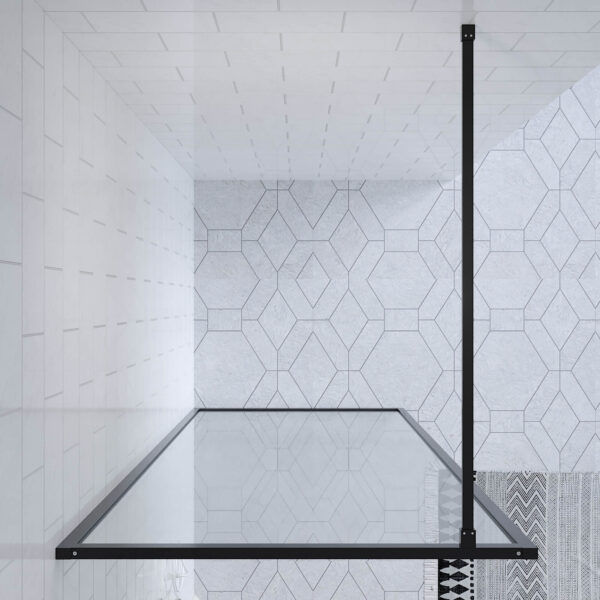 SS27 - Black Walk In Shower Screen Panel - 900mm