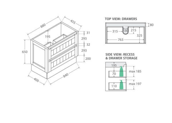 FZ-HAMPTON Freestanding Vanity - 900x460mm