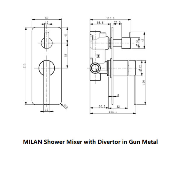 MILAN SHOWER MIXER WITH DIVERTOR