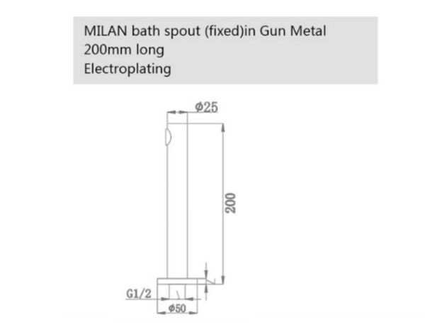 EC231GM Gun Metal Fixed Bath Spout