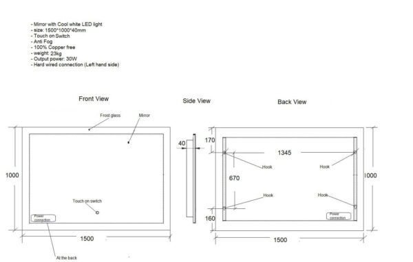 ECLUNA Rectangular LED Mirror 900x700/1200x900/1500x1000mm