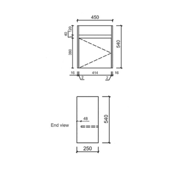AU20 Compact Wall Hung Wooden Vanity - 465x260mm