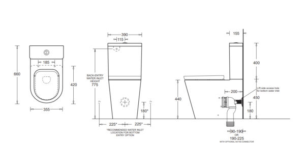 Johnson Suisse Venezia Rimless Flush Ambulant Toilet Suite