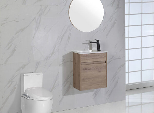 AU20 Compact Wall Hung Wooden Vanity - 465x260mm