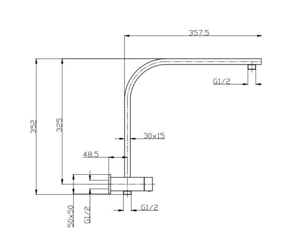 EC1019CHSR Chrome Square Multi Function Shower Rail