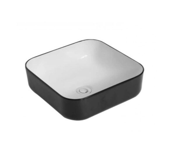 OS488 Matt Black & White Ceramic Basin 390x390x110mm