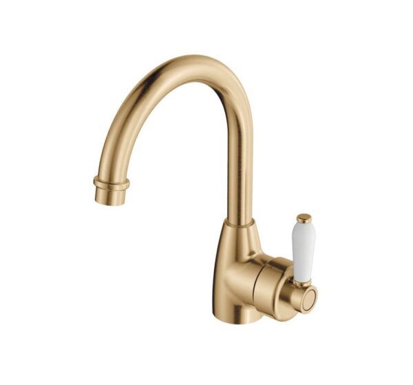 FNZ2104UB Urban Brass/ Ceramic Round Gooseneck Basin Mixer