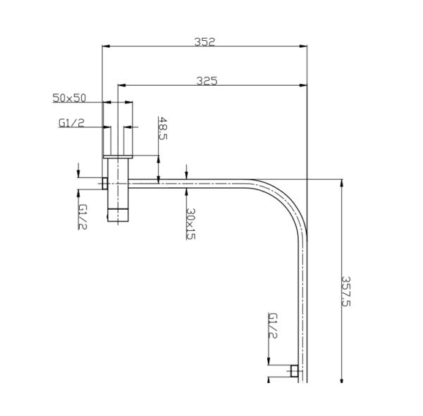 EC1019BK Matt Black Square Multi Function Shower Rail