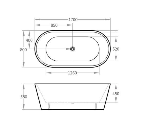 BNK - Matt White Freestanding Bath 1500/1700mm